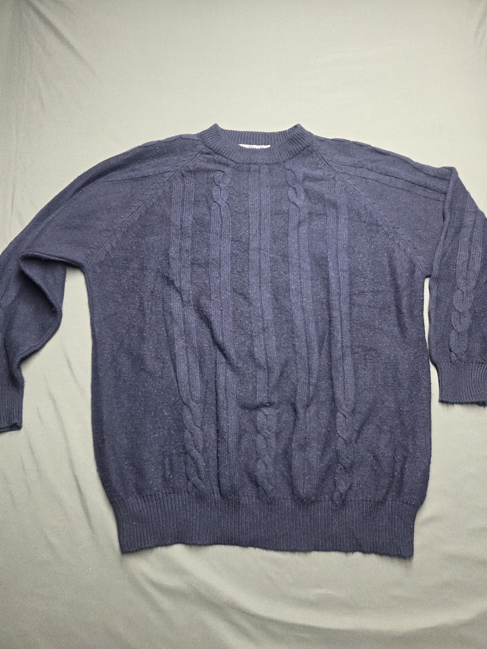 Rino Rossi Navy Blue Lambswool Blend Cable Knit Sweater Unisex Size M